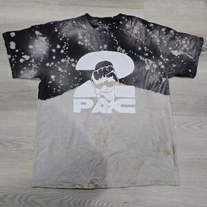 Tupac (2Pac) Tie Dye Tee Black Tan Bleach Look Size L NWOT